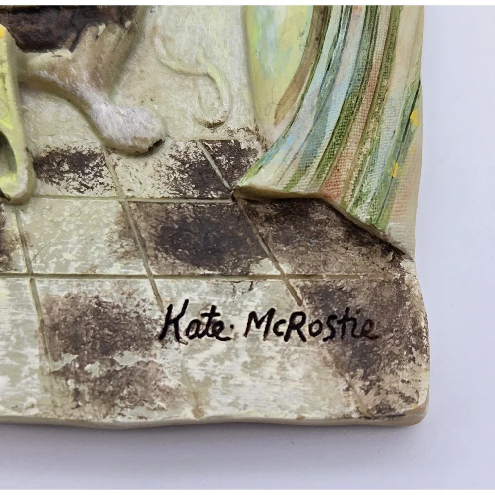 Kate McRostie Bathroom Wall Plaque Art Clawfoot Tub Resin‎ Shabby Chic Signed